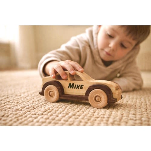 Personalized Wooden Muscle Car - Custom Name Toy Car - Handmade Gift for Kids - Classic Car Style Nursery Decor