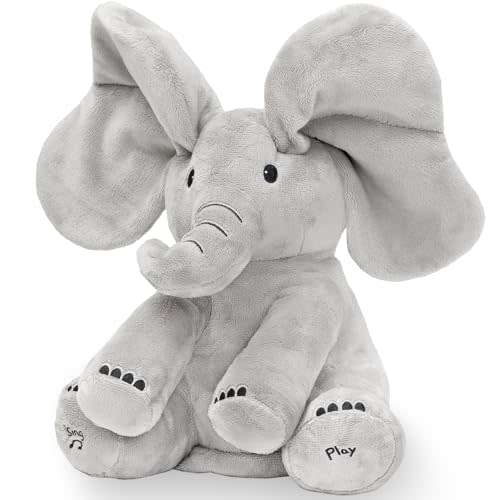 Tippi Peek a Boo Elephant Toy - Interactive Singing Elephant Teddy with Flapping Ears - for Newborn Baby Boys or Girls - Peekaboo Soft Toy for Babies 0-12 Months +