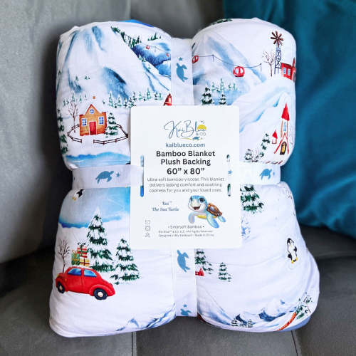 Bamboo Blanket Plush Backing 60" x 80" -- Snowhere I'd Rather Be™ – Kai Blue & Co