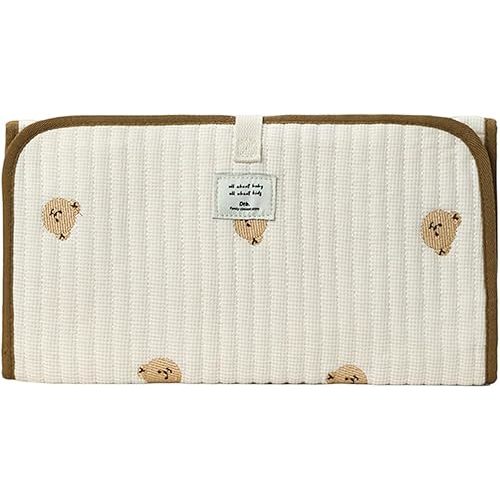 Portable Baby Changing Pad Foldable & Water Proofing Mat Built-in Mesh Pocket for Newborns and Parents During Travel (Bear)