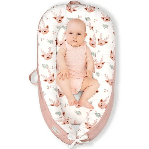 CosyNation Baby Lounger, Lightweight Infant Floor Seat, Soft Cotton and Fiberfill, Newborn Essentials for Traveling