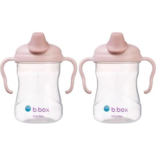 b.box BPA Free Handled Spout Cup, Blush, 240 ml Capacity (Pack of 2)