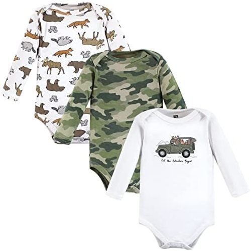 Hudson Baby baby-boys Cotton Long-sleeve Bodysuits 3-pack