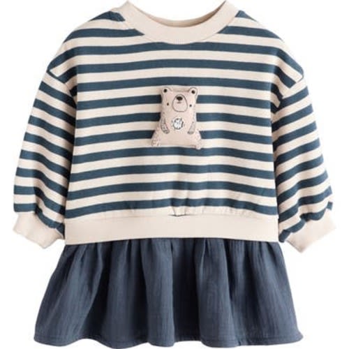 Kids' Stripe Colorblock Long Sleeve Sweatshirt Dress