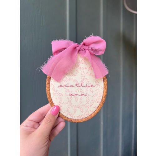 Bestseller! Hand Embroidered Name Hoop: Mauve Vines, Nursery Decor, Baby Name Announcement