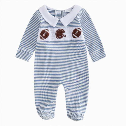 0-3 Months Infant Jumpsuit Fall Baby Boy Footie Romper Jumpsuit Footed Clothes Knit Outfit Long Sleeve Newborn Fall Winter Clothes,Blue Jumpsuit One-Piece Jumpsuit