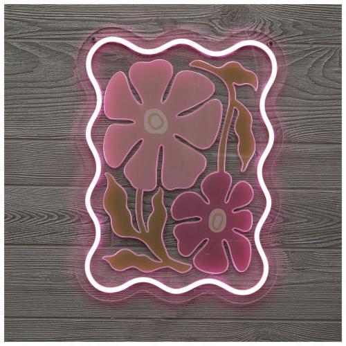 Pink Boho Florals LED Neon Sign