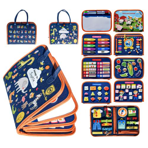 Quiet Book - Personalized Toddler Gift - Montessori Busy Board -  Educational Activity Book - Baby Shower Gift for Boys and Girls