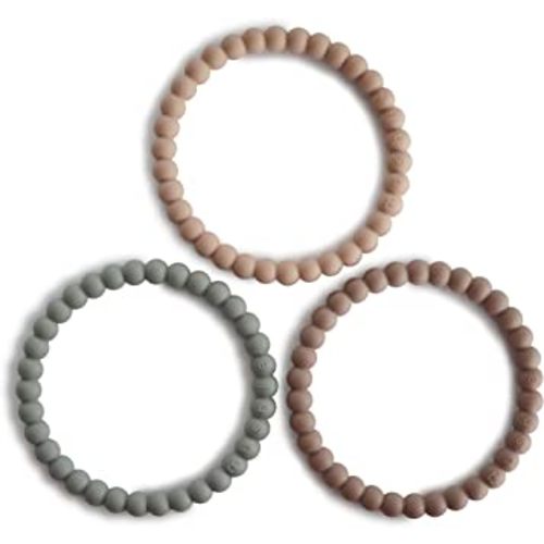 mushie Pearl Teether Bracelet | 3-Pack (Clary Sage/Tuscany/Desert Sand)