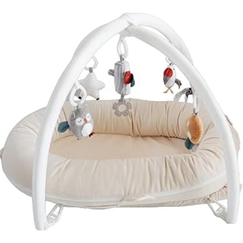 Deluxe Infant Lounger, Baby Nest Cover for Baby Girls & Boys, Newborn Essentials for Baby 0-12 Months, 100% Cotton (CreamyWhite + Play Arch Color)