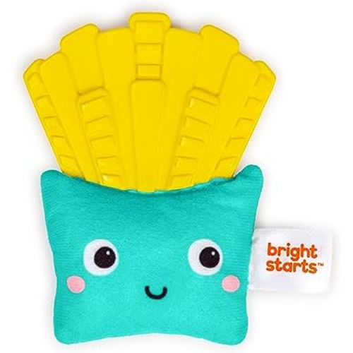 Bright Starts Side of Smiles French Fry Teether Toy with Crinkle Textures, Baby Teething Toy, BPA Free, Unisex, 3 Months+
