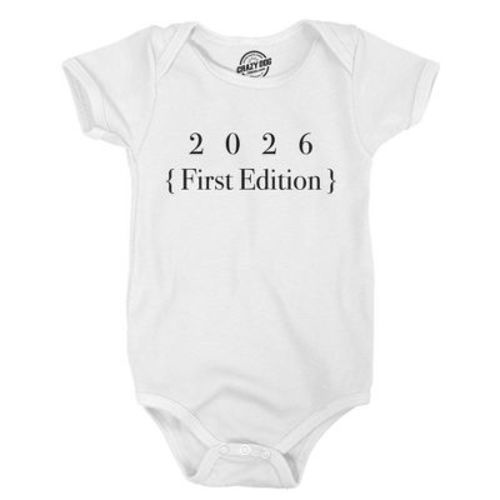 2026 First Edition Baby Bodysuit Funny Sarcastic Jumper - Crazy Dog Baby Bodysuit with Fun Design White Newborn