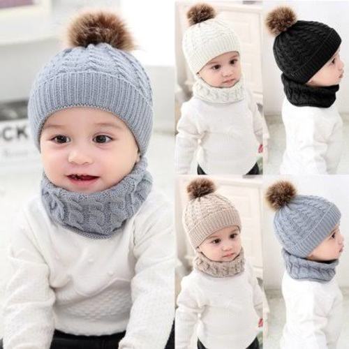 Sunsiom Toddler Kids Girl&Boy Baby Infant Winter Crochet Knit Hat Beanie Cap Scarf Set, Infant Unisex, Size: One size, Red | Google Shopping
