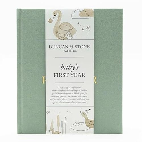 Baby First Year Book - Heirloom Keepsake Baby Memory Book to Record Important Milestones, Photos & More - Pregnancy Books (Sage Green,112 Pages)
