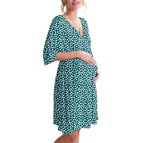 Ekouaer 3 in 1 Labor/Delivery/Hospital Gown Maternity Dress Nursing Nightgown Sleepwear for Breastfeeding