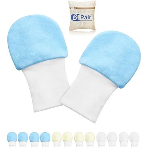 Newborn Baby Mittens Anti Scratch Baby Mittens No Scratch Mittens Baby Gloves for 0-6 Months Boys Girls(6 Pairs)
