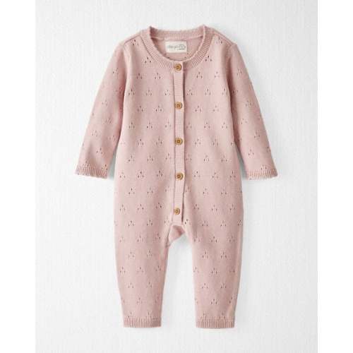 Baby Girl Organic Cotton Sweater Knit Pointelle Jumpsuit - Pink - Little Planet | Carter's