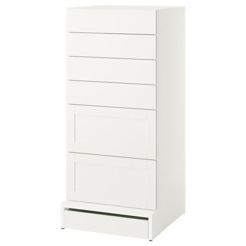 SMÅSTAD / UPPFÖRA 6-drawer dresser - white with frame 23 5/8x25 5/8x53 1/2 "