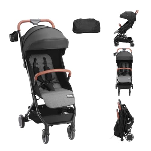 VEVOR Standard Baby Infant Stroller, Toddler Stroller with 95°-150° Adjustable Backrest & & 0/90°Adjustable Footrest & One-Click Folding, Newborn Strollers with Cup Holder and Carry Bag, Black