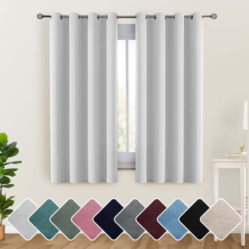 Lux Decor Blackout Curtains Set of 2 for Living Room, Thermal Insulated Bedroom Drapes, Noise-Reducing & Light Blocking Curtains, 42"x63" White