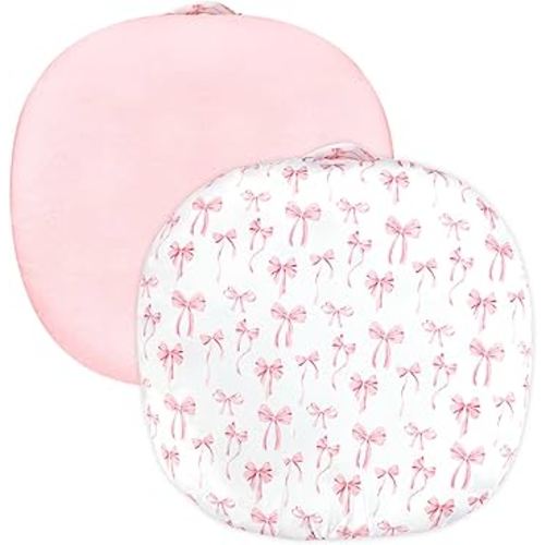 Baby Lounger Cover 1 Pack, DAYEEBALL Double-Sided Removable Lounger Covers for Infant, Stretchy and Soft Reversible Lounger Slipcover for Baby Girls Boys Newborn, Pink Bow (Only Cover)