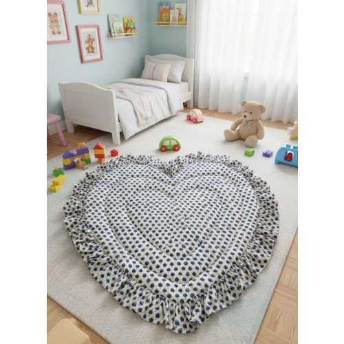 Baby Gift,  Baby Playing Mat, Heart Shaped Ruffled Quilt