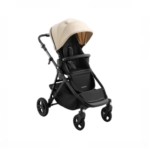 Mockingbird Single to Double 3.0 Stroller, 2025, Charcoal with Black Leather, Oat