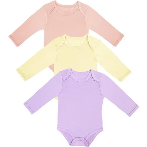 Rayon of Bamboo Baby Bodysuit, Long Sleeve Bodysuits for Boys Girls Infant Soft Clothes 0-24 Months