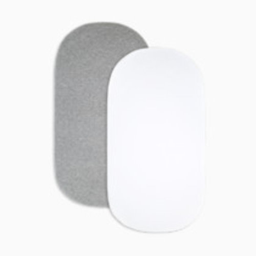 Burt's Bees Baby Organic Cotton Fitted Bassinet Sheet (2 Pack) - Heather Grey/Cloud