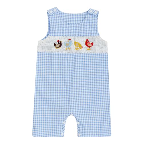 Arvbitana Newborn Baby Boys Sleeveless Seersucker Romper One Piece Straps Overalls Striped Jumpsuit Summer Smocked Clothes