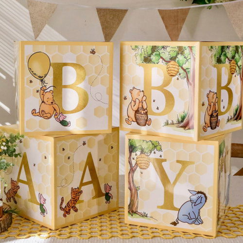 Kate Aspen Honey Bear Baby Shower Boxes with Letters for Baby Shower Gender Reveal Decorations Photo Prop & Forest Animal Nursery Decor (Set of 4 Blocks Spells Baby) & Reviews | Wayfair