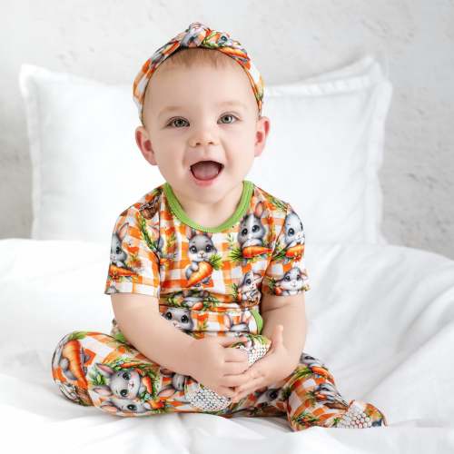 Front Opening Ready Set Romper® in BUNNY PICNIC