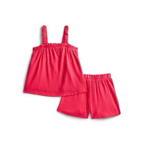 Wonder Nation Toddler Girls Patriotic Ribbed Tank Top and Shorts 2-Piece Set, Sizes 12M–5T