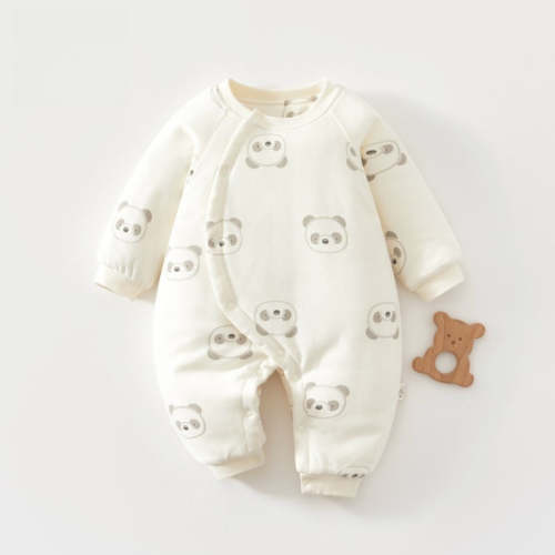 100% Cotton Long Sleeve Snap-Up Quilted Romper - Pink Deer – Organic Cotton Clubs