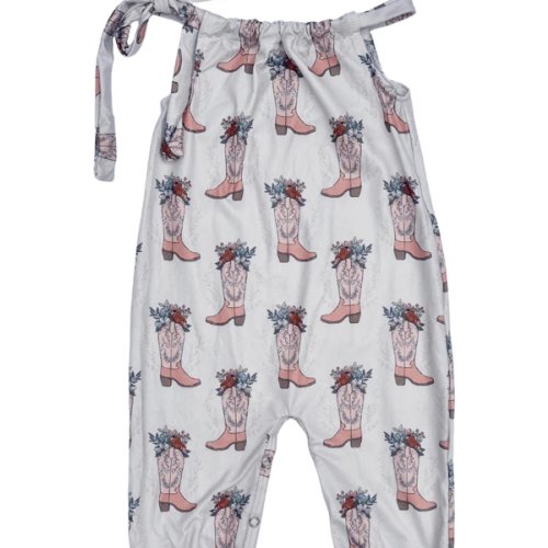 Addison Adjustable Strap Jumpsuit - Cowgirl Boot - Bailey's Blossoms