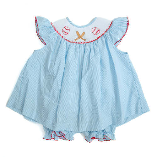 Smocked Baseball Bloomer Set I Ruth and Ralph 6month