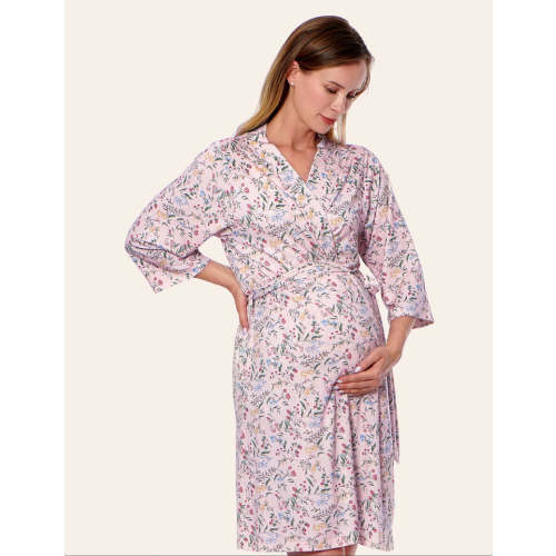 Botanical Pink Maternity Robe L