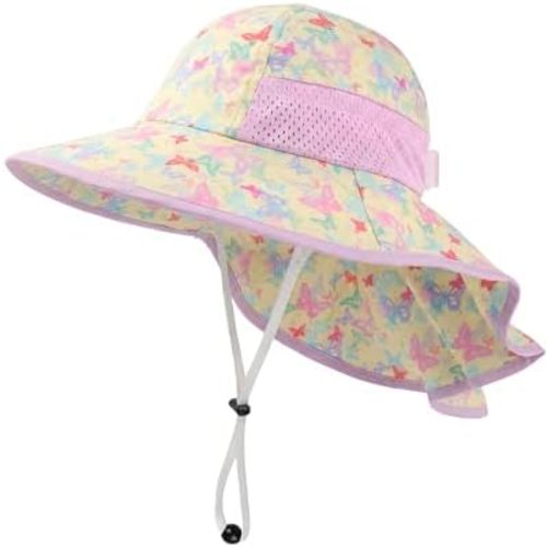 Toddler Baby Sun Hat Kids Summer Beach Essentials Adjustable Beach Hats with Bucket Wide Brim for Boys Girls Age 0-14 Years