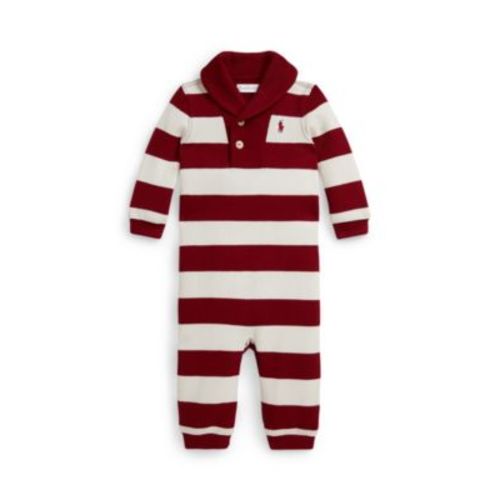 Baby Boys Striped Estate-Rib Cotton Coverall