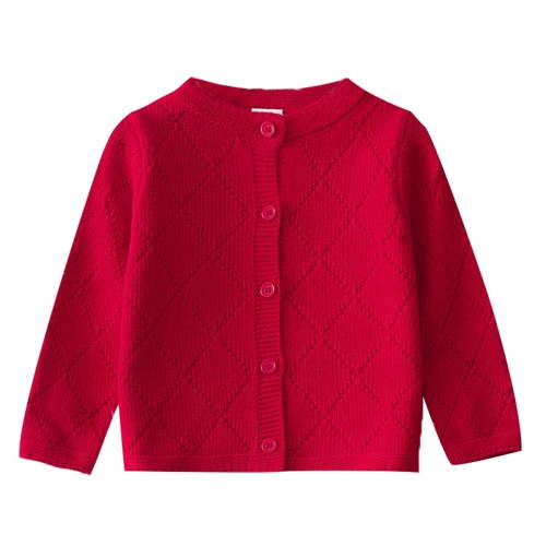 Actgleam Newborn Girls Cardigan Sweater Long Sleeve Button up Knit Tops,Red,6-9Months