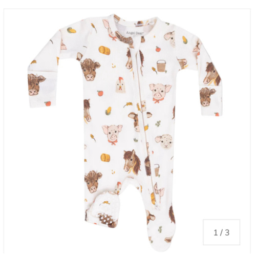 2 Way Zipper Footie - Vintage Baby Farm Animals – HoneyBug