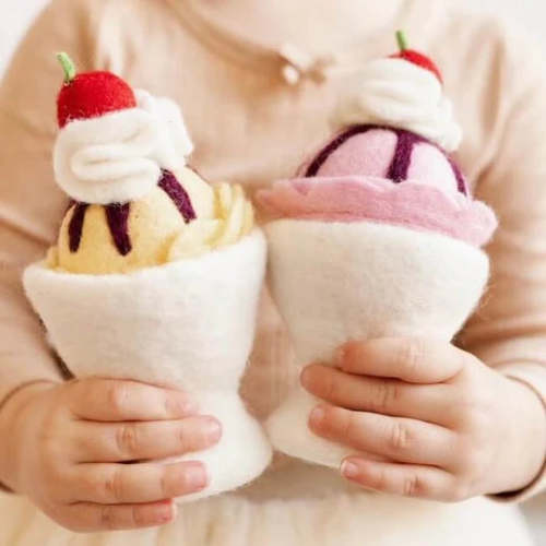 Ice Cream Sundaes - Felt Pretend Play Food