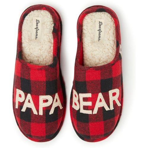 Dearfoams Men's Gifts for Men Matching Christmas Papa Bear Slipper