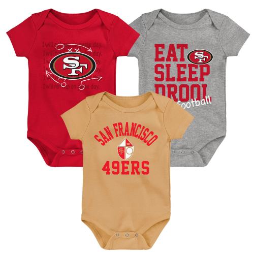 Newborn & Infant San Francisco 49ers Gold/Scarlet/Heather Gray Three-Pack Eat, Sleep & Drool Retro Bodysuit Set