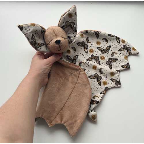 Fruit brown Bat lovey blanket, bat plush for baby shower