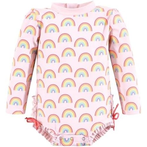 Hudson Baby Girls Baby and Toddler Swimsuit, Mint Flamingo, 12-18 Months