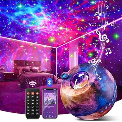 Galaxy Projector for Bedroom,15-Color Galaxy Light Projector Star Projector for Kids Night Light Projector Night Light for Kids,Remote 15 White Noise Sound Machine Ceiling Star Lights for Bedroom Gift