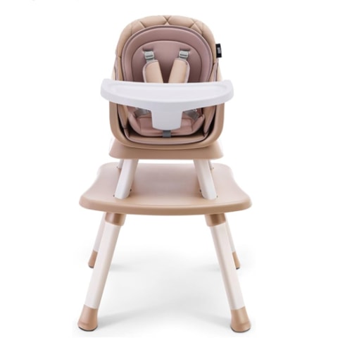 HARPPA 6 in 1 Baby High Chair, Convertible Infant Feeding Chair for Babies & Toddlers Table, Dining Booster Seat with Removable Tray, Khaki