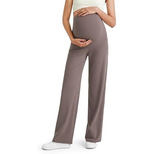 G4Free BareFeel Maternity Dress Yoga Pants Over The Belly Stretchy Work Slack Pregnancy Wide Leg Lounge Trousers