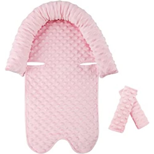 Pea Pod Car Seat Head Support Infant Baby Carseat Head Support & Strap Covers for Newborns Ultra Soft Minky Dotted Fabric Infant Car Seat Insert Perfect for Baby Carseats, Strollers, and Bouncers